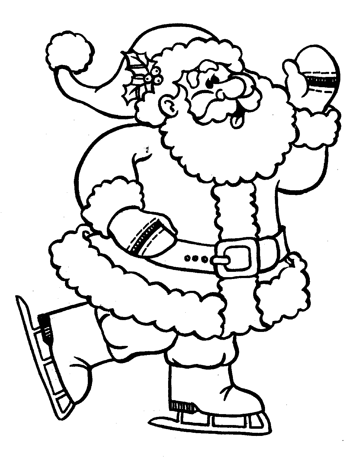 Coloriage le père noël avec des patins à glace à imprimer