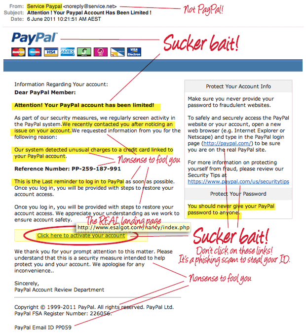 Fake PayPal scam emails and ten ways to recognise fake emails