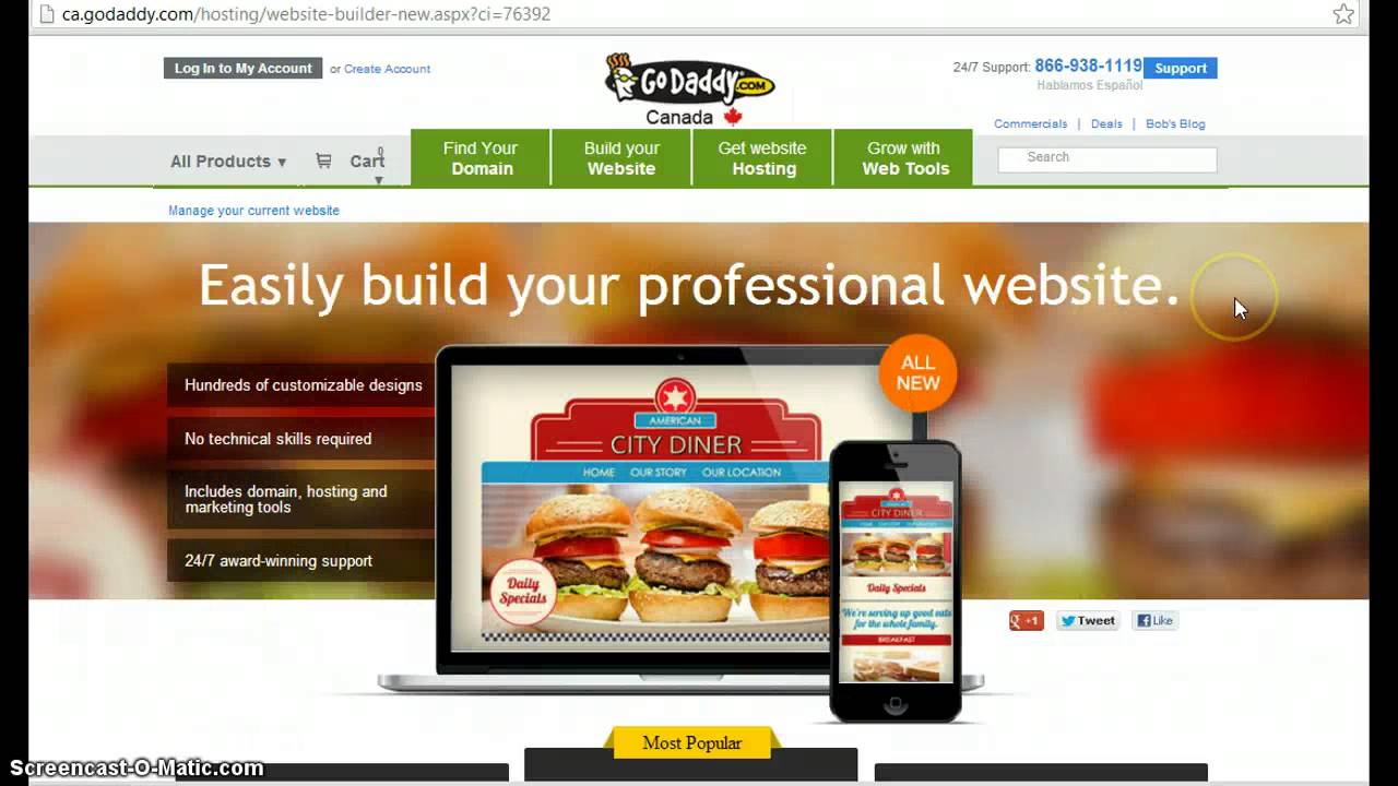Does GoDaddy have a free website builder?