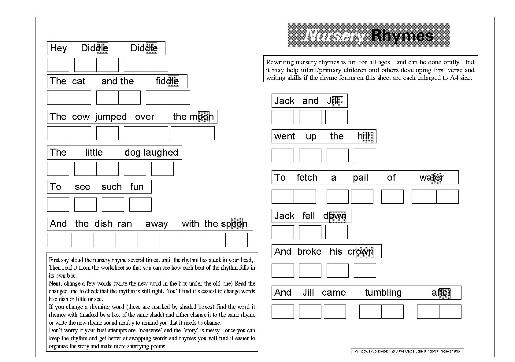 poetry workbookg20nursery rhymes