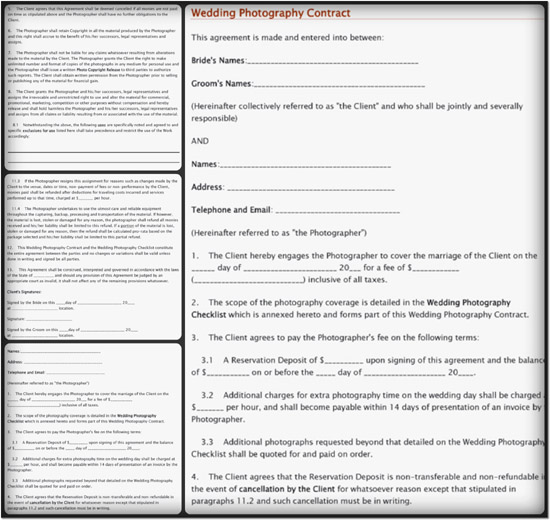 5+ Sample Wedding Photography Contract Templates {WordPDF}