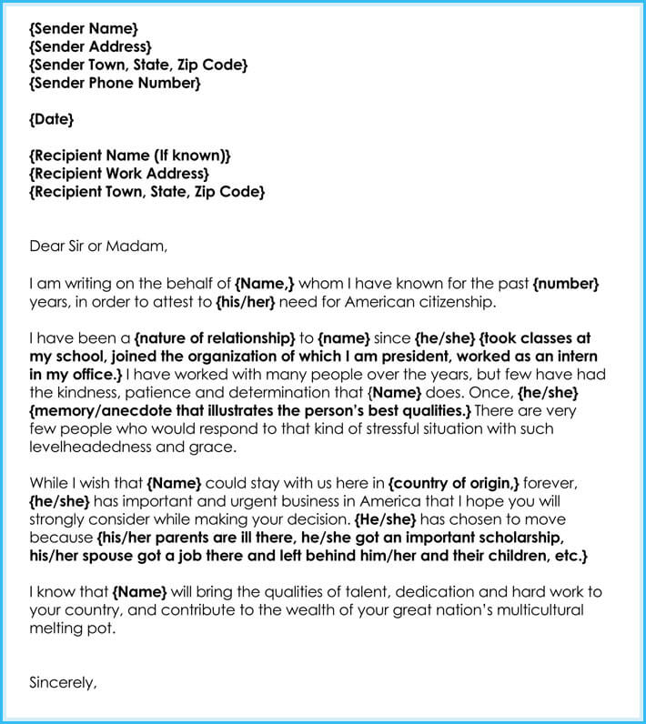 Immigration Reference Letters 6+ Samples & Templates