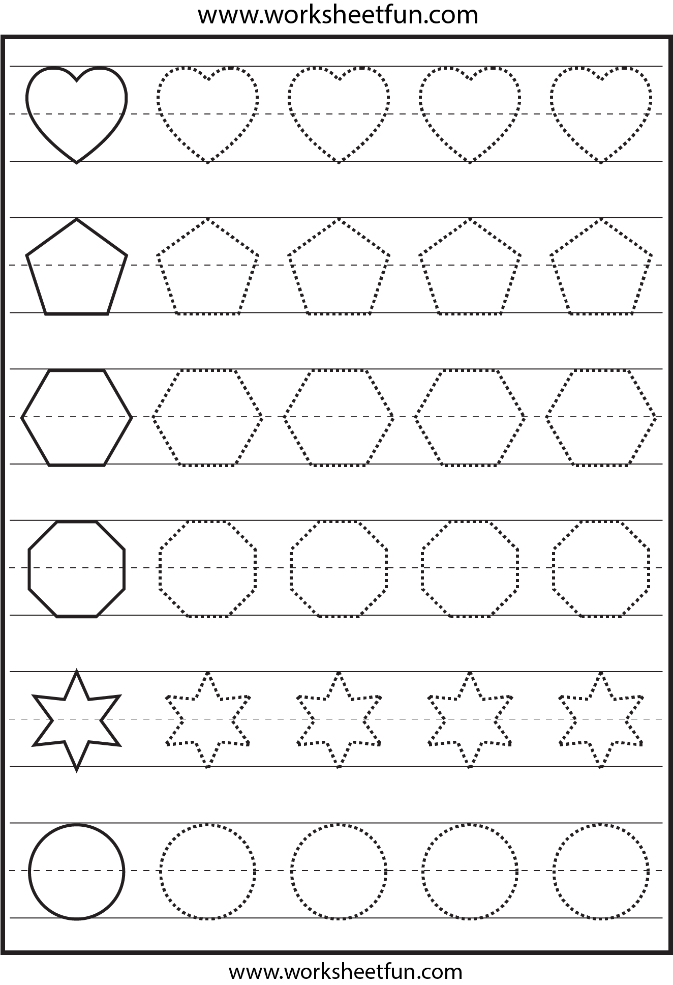 Shape tracing 1 Worksheet / FREE Printable Worksheets Worksheetfun