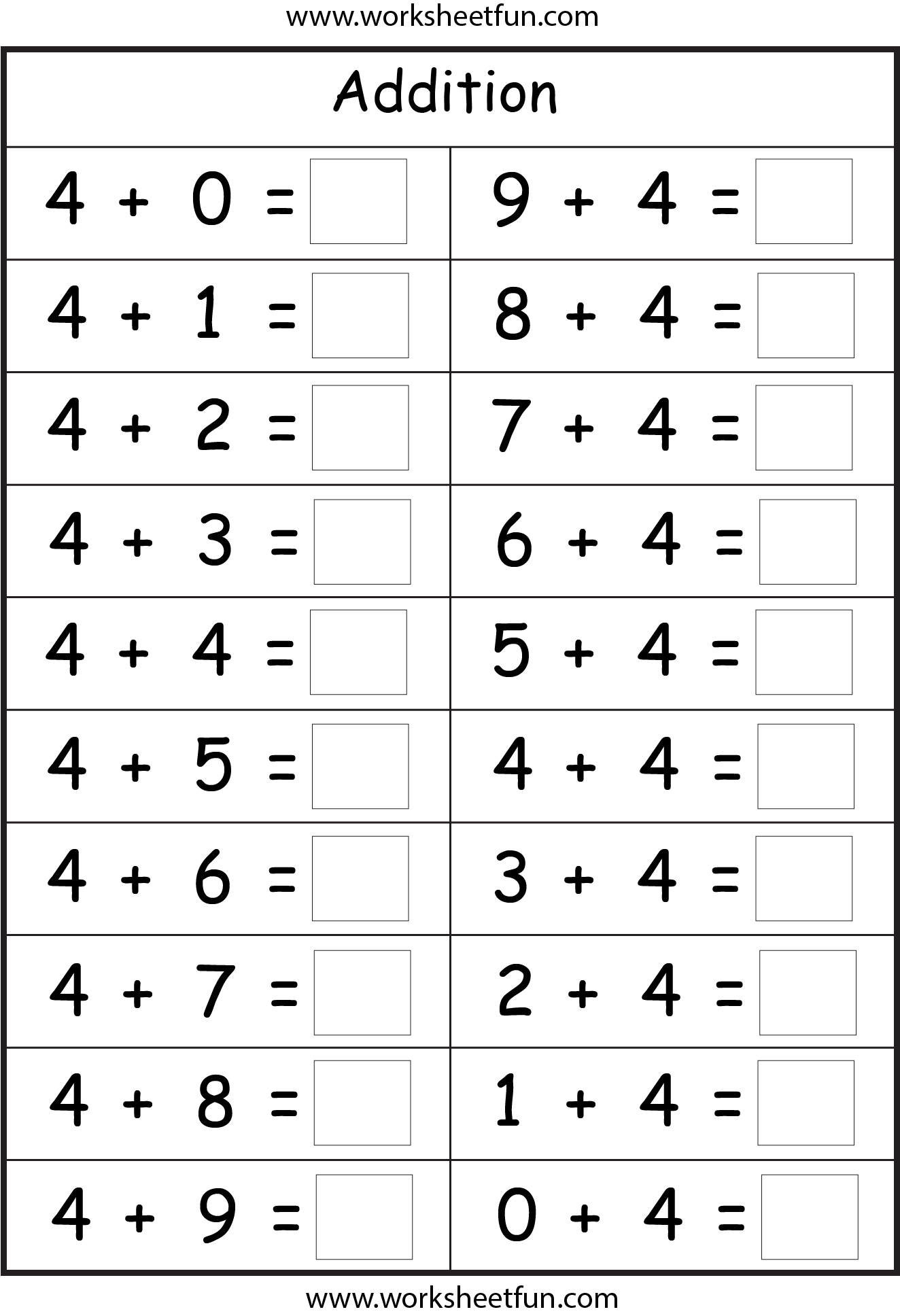Basic Addition Facts 8 Worksheets / FREE Printable