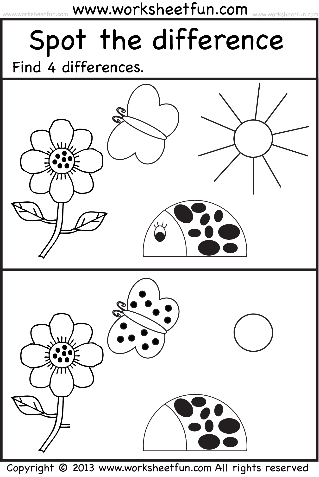 Spot the difference 7 Worksheets / FREE Printable