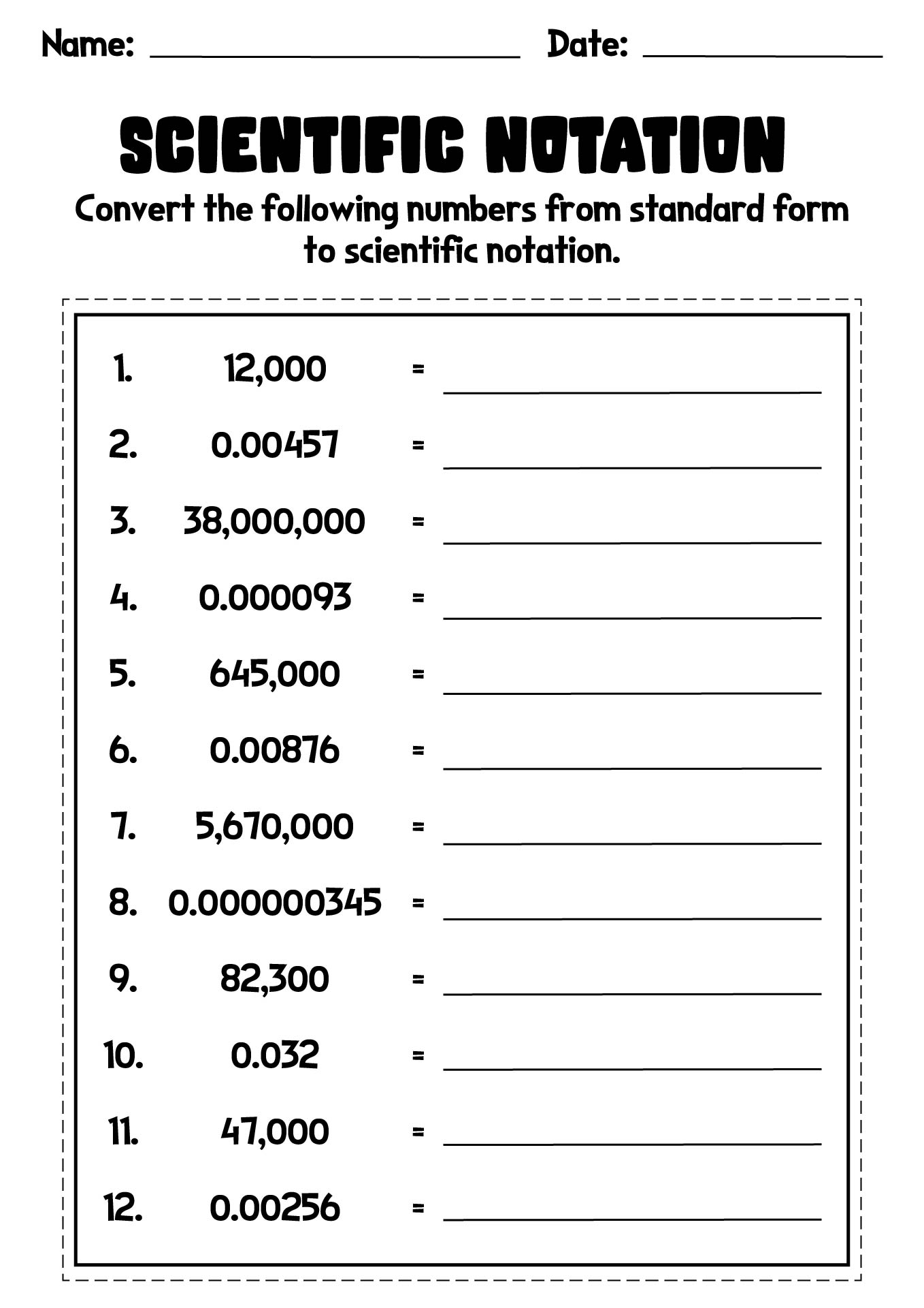 13 Best Images of 6th Grade Scientific Notation Worksheet