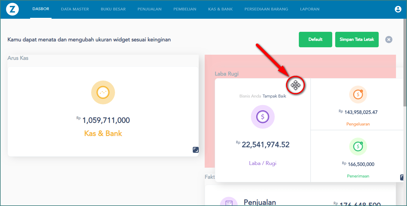 Cara Mengubah Tata Letak Pada Widget Dashboard Zahir