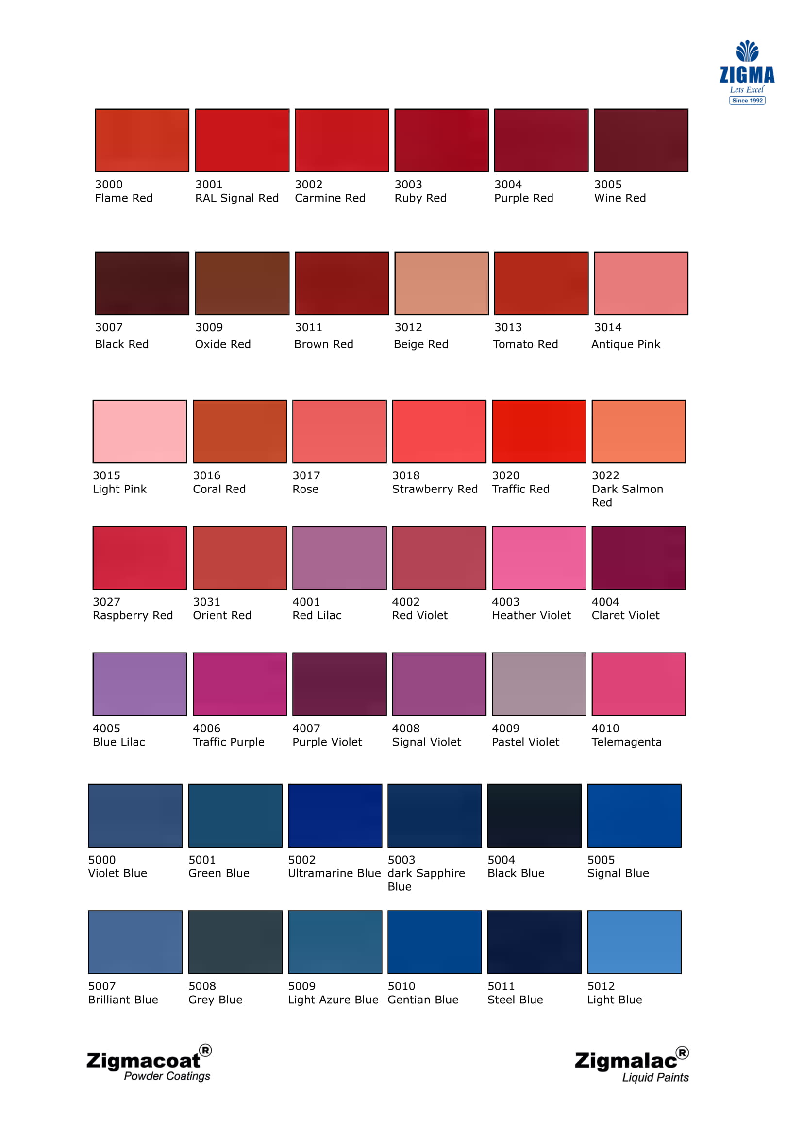 Shade Cards Color Palette Paint Shades Manufacturer & Supplier Zigma Paints Pvt Ltd