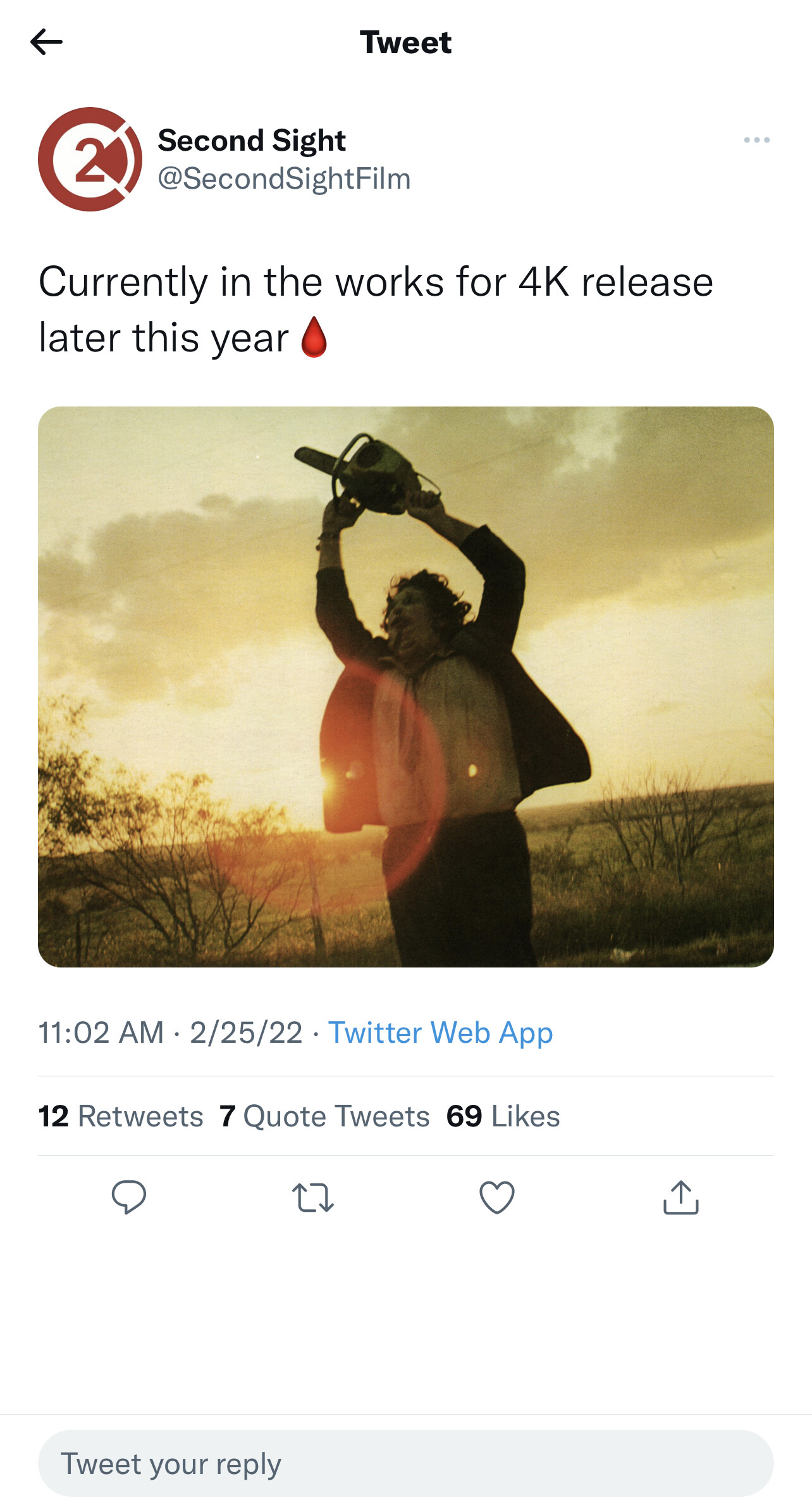 The Texas Chainsaw Massacre 4K UHD (1974) Second Sight Bluray Forum