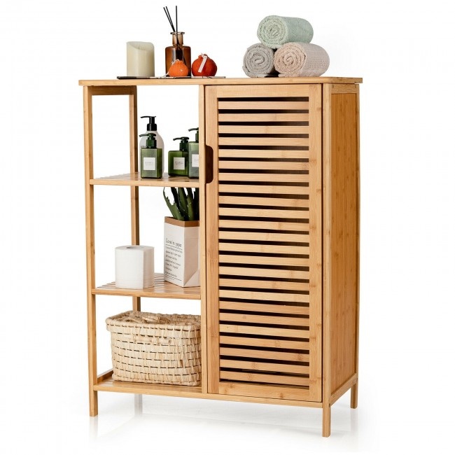 Bamboo Bathroom Storage With Single Door