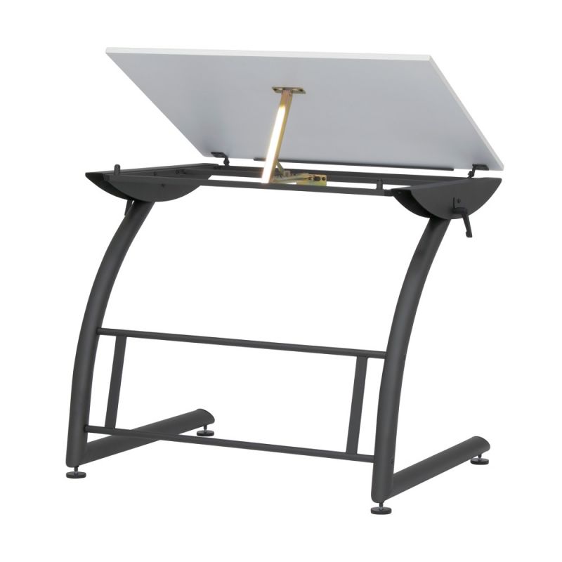 Triflex Standing Height Adjustable Drawing Table In Charcoal Black / White