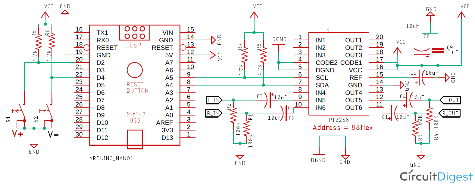 Digital Tone Control Schematic Diagram