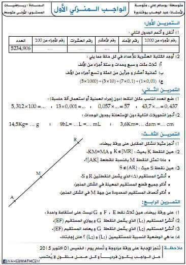 الرياضيات الحل الأول متوسط ​​الفصل الأول الصفحة 20 - الواجب المنزلي