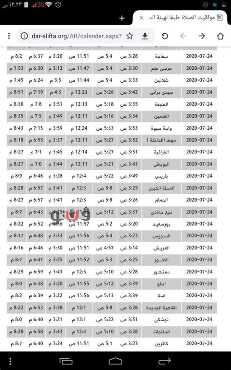 مواقيت الصلاة في مصر