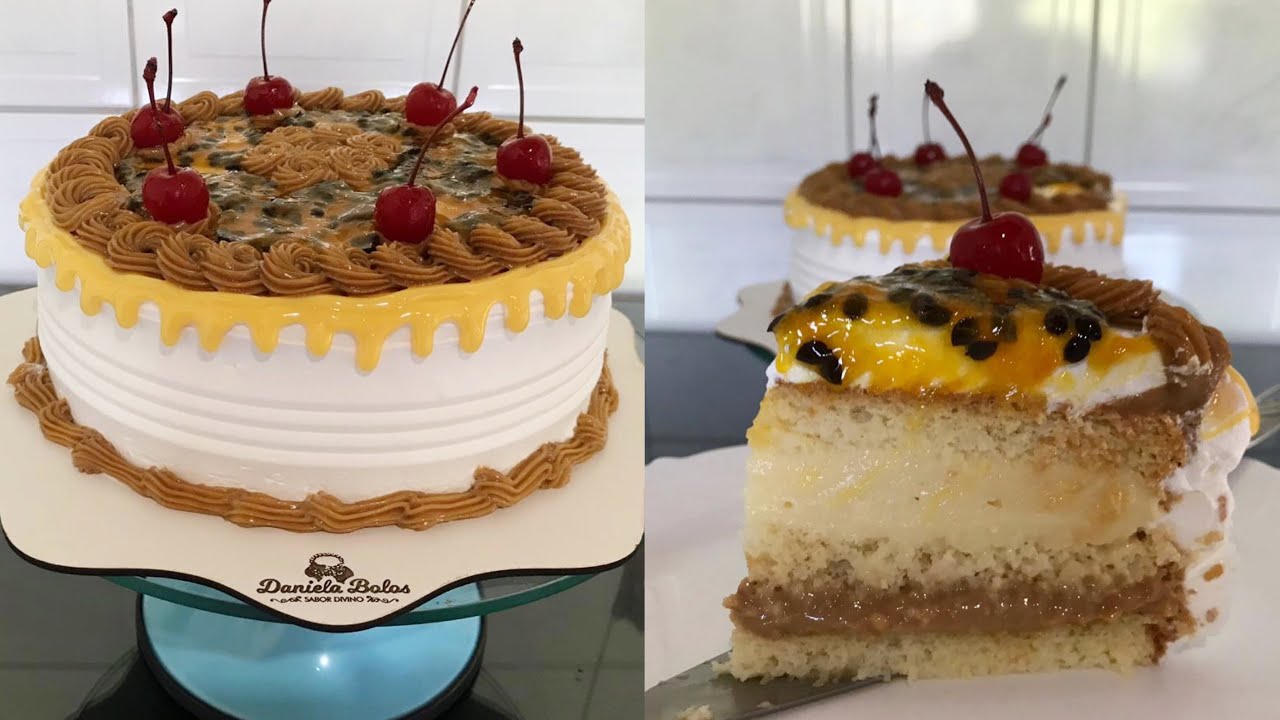 BOLO CREME DE MARACUJÁ COM DOCE DE LEITE UMA VERDADEIRA DELICIA
