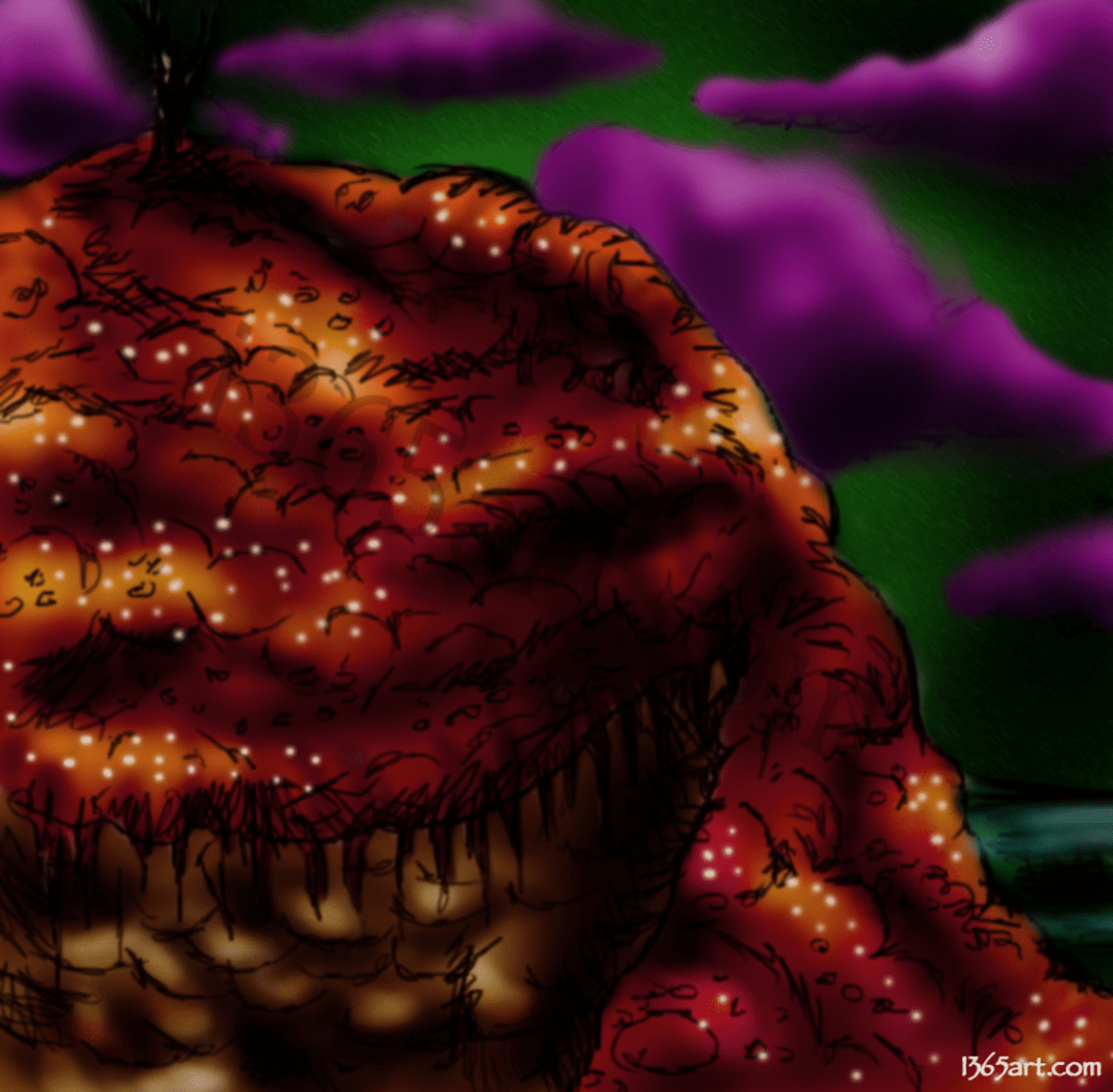 Day 167 Nightmare Mountain (colored illustration) I 365 Art