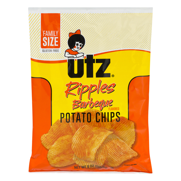 Save on Utz Ripple Cut Potato Chips Barbecue Family Size Gluten Free