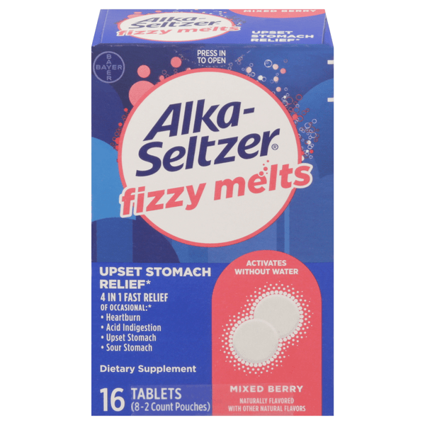 Save on AlkaSeltzer Fizzy Melts Upset Stomach Relief Mixed Berry Tablets Order Online Delivery