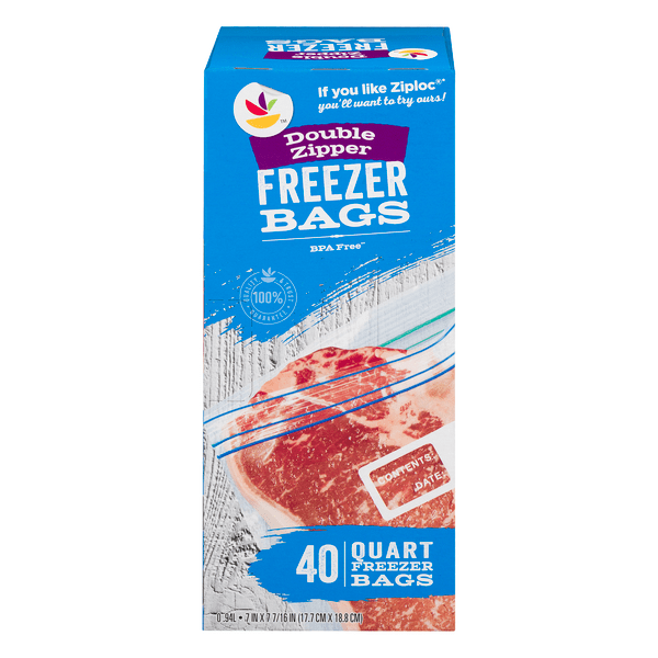 Great Value Freezer Guard Double Zipper Freezer Bags, Gallon, 80 Count
