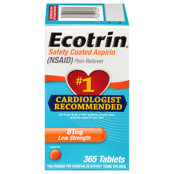 Save on Ecotrin Pain Relief Safety Coated Aspirin 81 mg Tablets Low