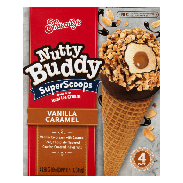 Save on Friendly's Nutty Buddy Super Scoops Vanilla Caramel 4 ct