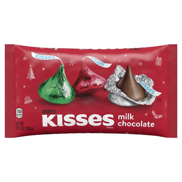 Save on Hershey's KISSES Christmas Red Silver & Green Milk Chocolate Candy Order Online Delivery
