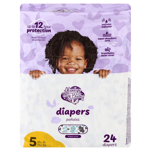 Save on Always My Baby Size 5 Diapers 27+ lbs Jumbo Pack Order Online