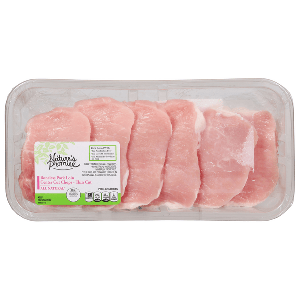 Save on Nature's Promise Pork Loin Center Cut Chops Thin Boneless Order Online Delivery Food Lion