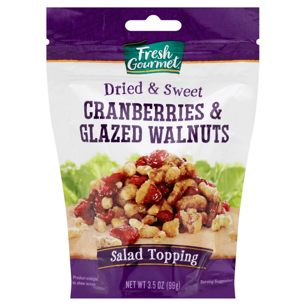 Save on Fresh Gourmet Salad Toppings Dried & Sweet Cranberries & Glazed Walnuts Order Online