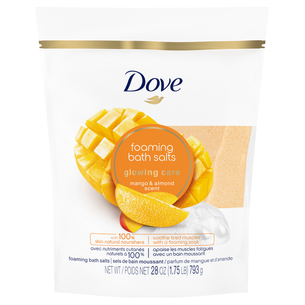 Save on Dove Glowing Care Foaming Bath Salts Mango & Almond Scent Order