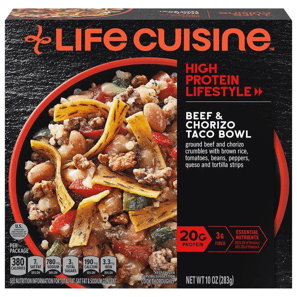 Save on Life Cuisine High Protein Lifestyle Bowl Beef & Chorizo Taco