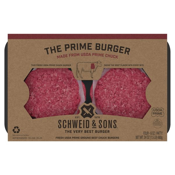 Save on Schweid & Sons The Prime Burger Ground Beef Chuck Patties 4 ct Fresh Order Online