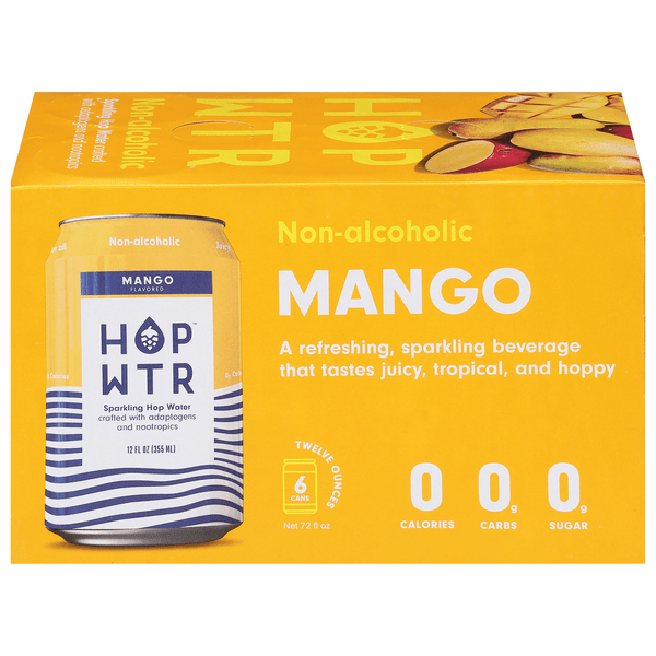 Save on Hop Wtr Mango Flavored NonAlcoholic Sparkling Hop Water 6 pk