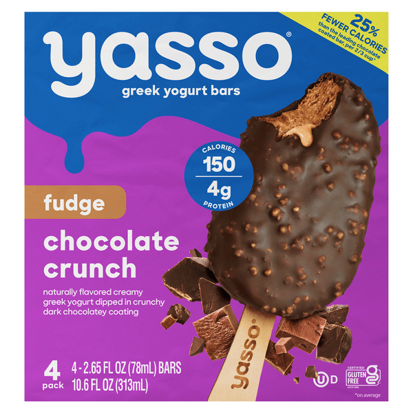 Save on Yasso Greek Yogurt Bars Fudge Chocolate Crunch Frozen 4 pk