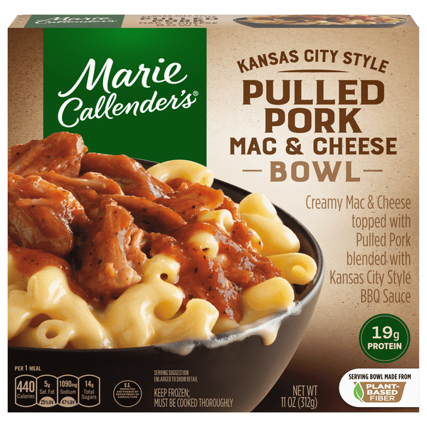 Save on Marie Callender's Kansas City Style Pulled Pork Mac & Cheese