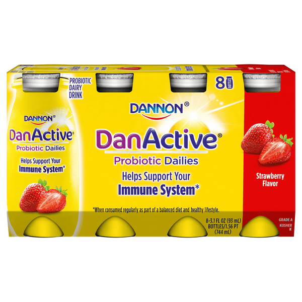 Save on Dannon DanActive Probiotic Dailies Strawberry Yogurt Drink 8