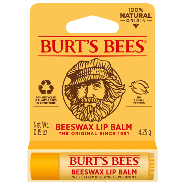 Save on Burt's Bees Beeswax Lip Balm with Vitamin E & Peppermint 100