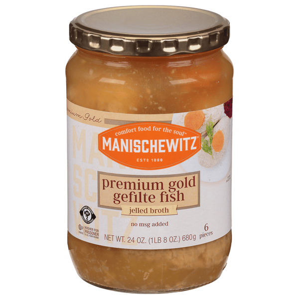 Save on Manischewitz Premium Gold Gefilte Fish in Jelled Broth Kosher