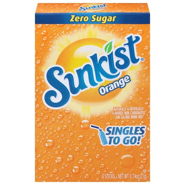 Save on Sunkist Singles to Go Drink Mix Orange Zero Sugar 6 ct Order