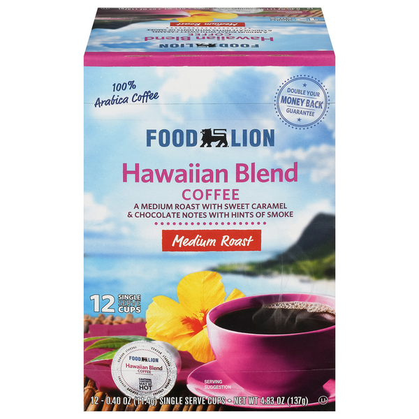 Save on Food Lion Hawaiian Blend Medium Roast Coffee Single Serve Cups Order Online Delivery