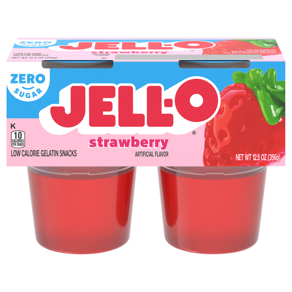 Save on JellO Gelatin Snack Cups Strawberry Sugar Free 4 ct Order