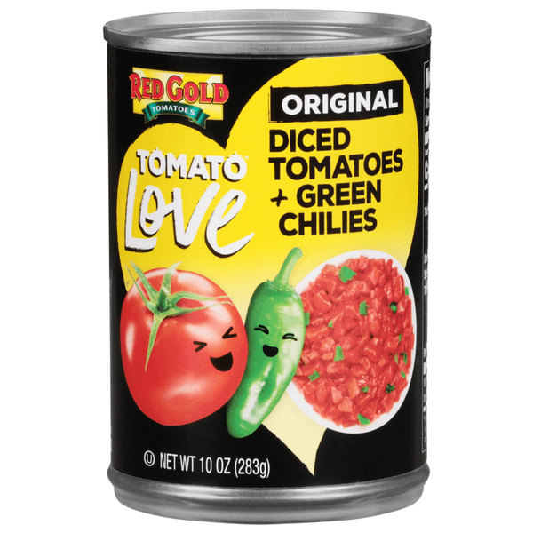 Save on Red Gold Tomato Love Diced Tomatoes + Green Chilies Original