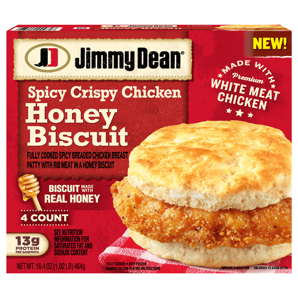 Save on Jimmy Dean Spicy Crispy Chicken Honey Biscuit Sandwich 4 ct