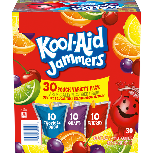 Save on KoolAid Jammers Juice Drink Pouches Variety Pack 30 pk Order