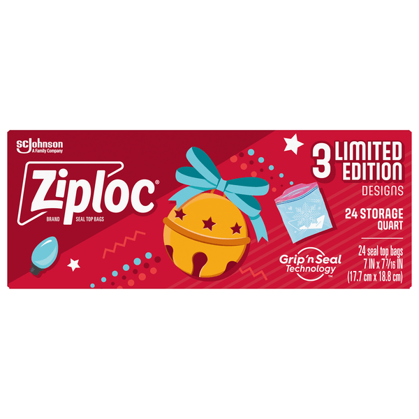 Save on Ziploc Food Storage Bags Seal Top Holiday Limited Edition Quart