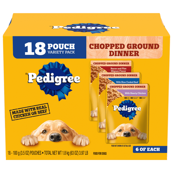Save on Pedigree Chopped Ground Dinner Variety Pack Wet Dog Food Pouch 18 ct Order Online