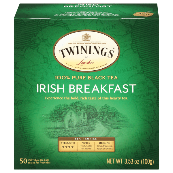 Save on Twinings of London Irish Breakfast Black Tea Bags Order Online Delivery MARTIN'S