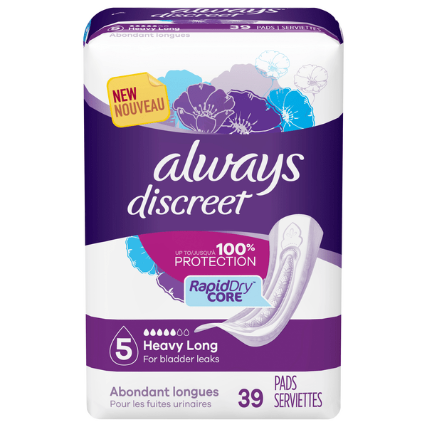 Save on Always Discreet Incontinence Pads 5 Heavy Long Order Online