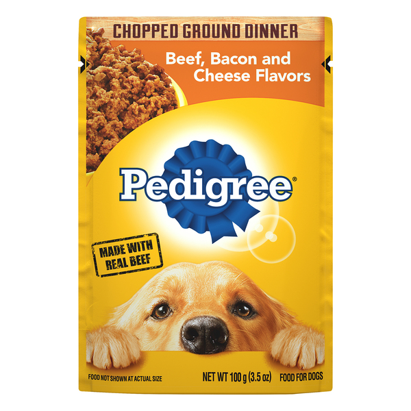 Save on Pedigree Chopped Ground Dinner Wet Dog Food Beef Bacon & Cheese