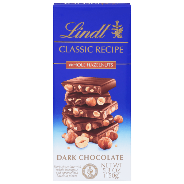 Save on Lindt Classic Recipe Whole Hazelnuts Dark Chocolate Candy Bar